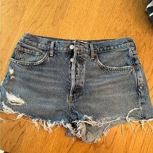 Agolde Blue Distressed Jean Shorts